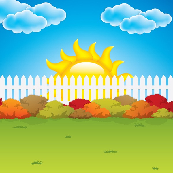 600x600 Cartoon Garden Fence Background Vector Graphics My Free Homes Tips