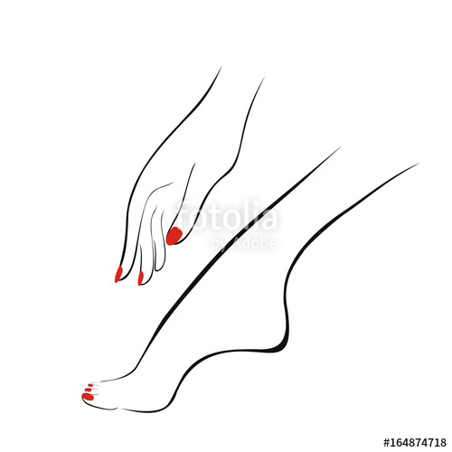 500x500 Female Hand And Leg With Red Nails, Manicure, Pedicure Logotype