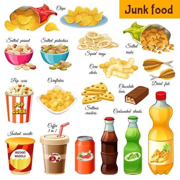 600x601 Free Junk Food Vector Illustration Download Name Junk