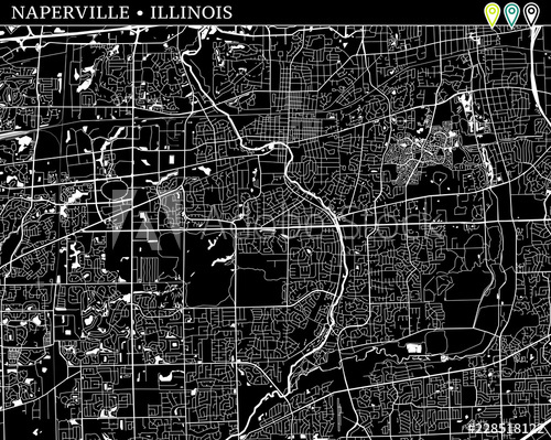 500x399 Simple Map Of Naperville, Illinois