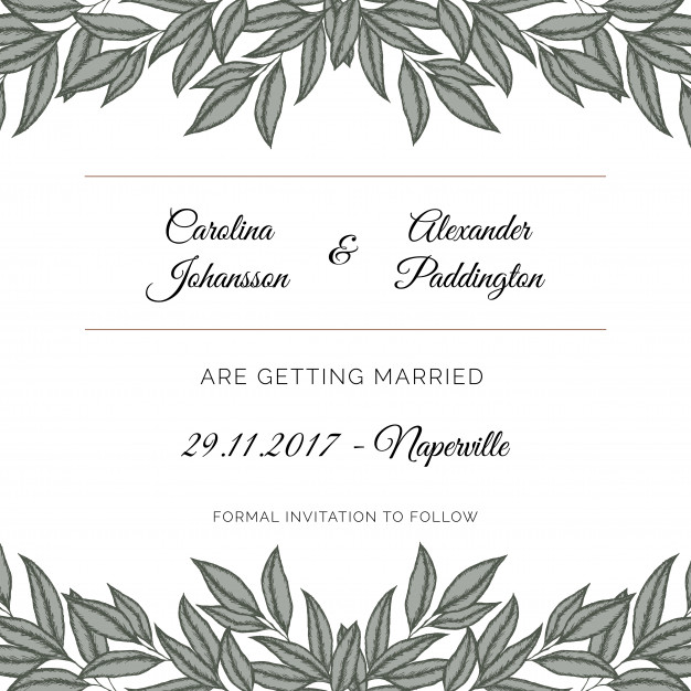 626x626 Elegant Wedding Invitation With Hand Painted Laurels Vector