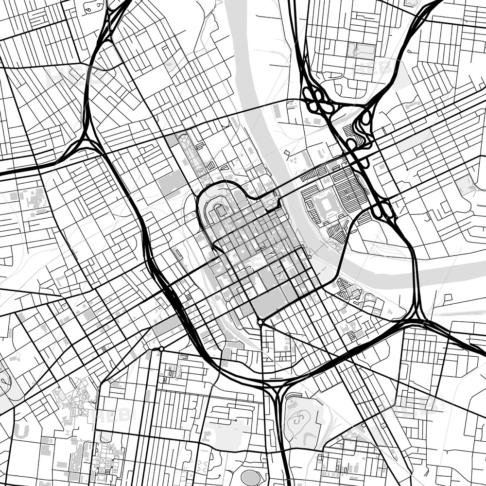 1000x1000 Downtown Map Of Nashville, Light Hebstreits Sketches
