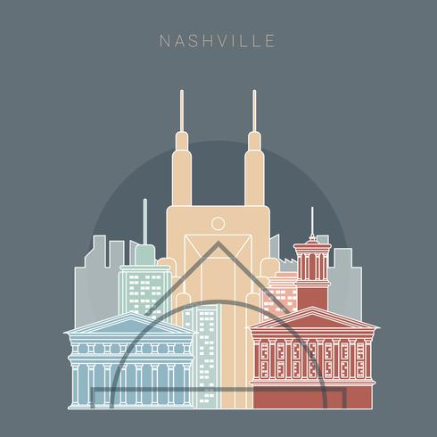 490x490 Nashville State Tennesse Skyline Linear Color Vector Illustration