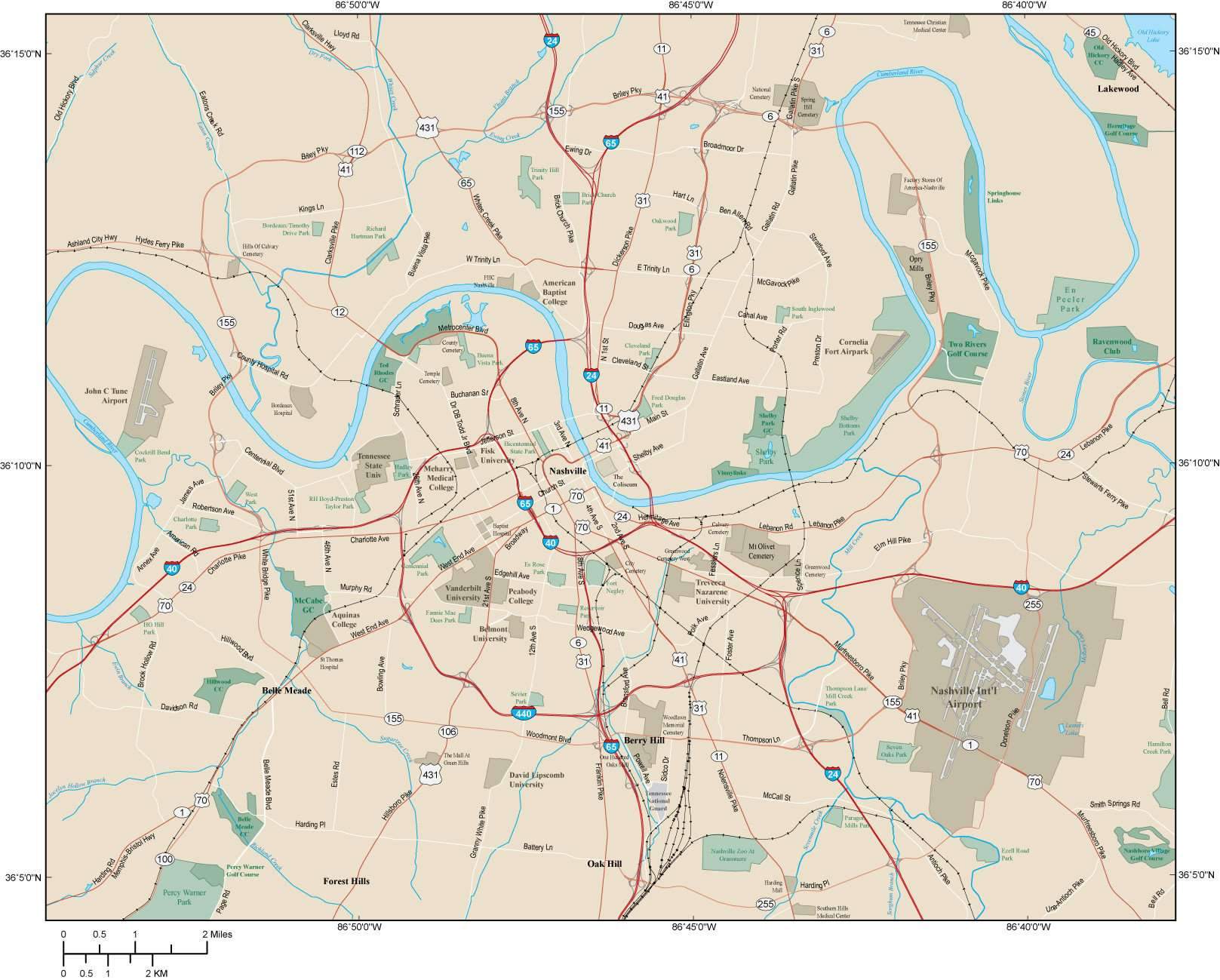 1617x1299 Nashville Tn City Area Map In Adobe Illustrator Vector Format