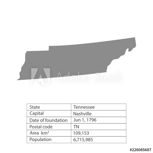 500x500 Tennessee States Of America Territory On White Background