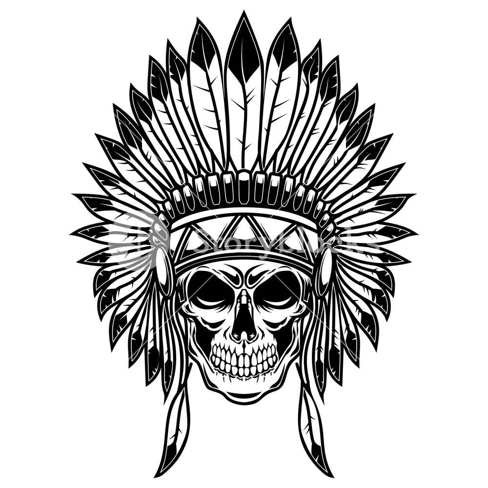 Skull In Native American Indians Headdress Design Element 1000x1000 Skull In Native American Indians Headdress Design Element