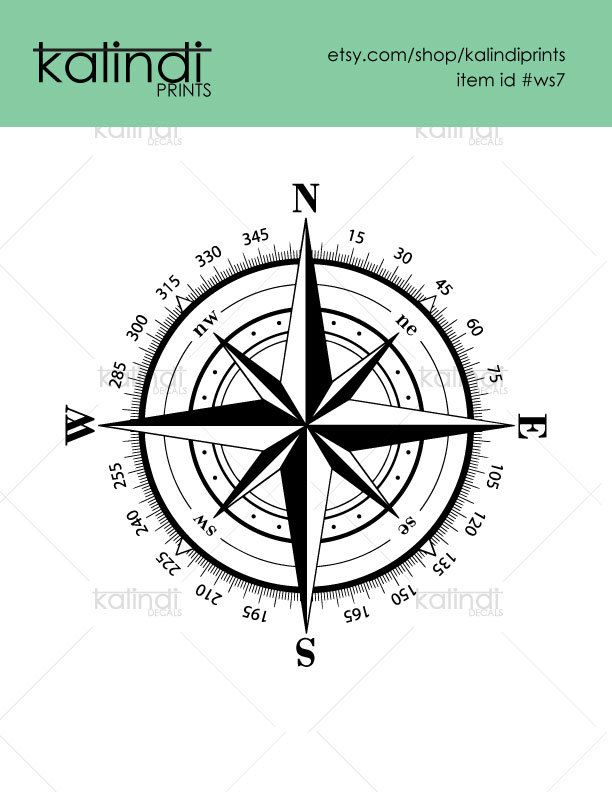 612x792 Compass File, High Resolution File, Instant Download