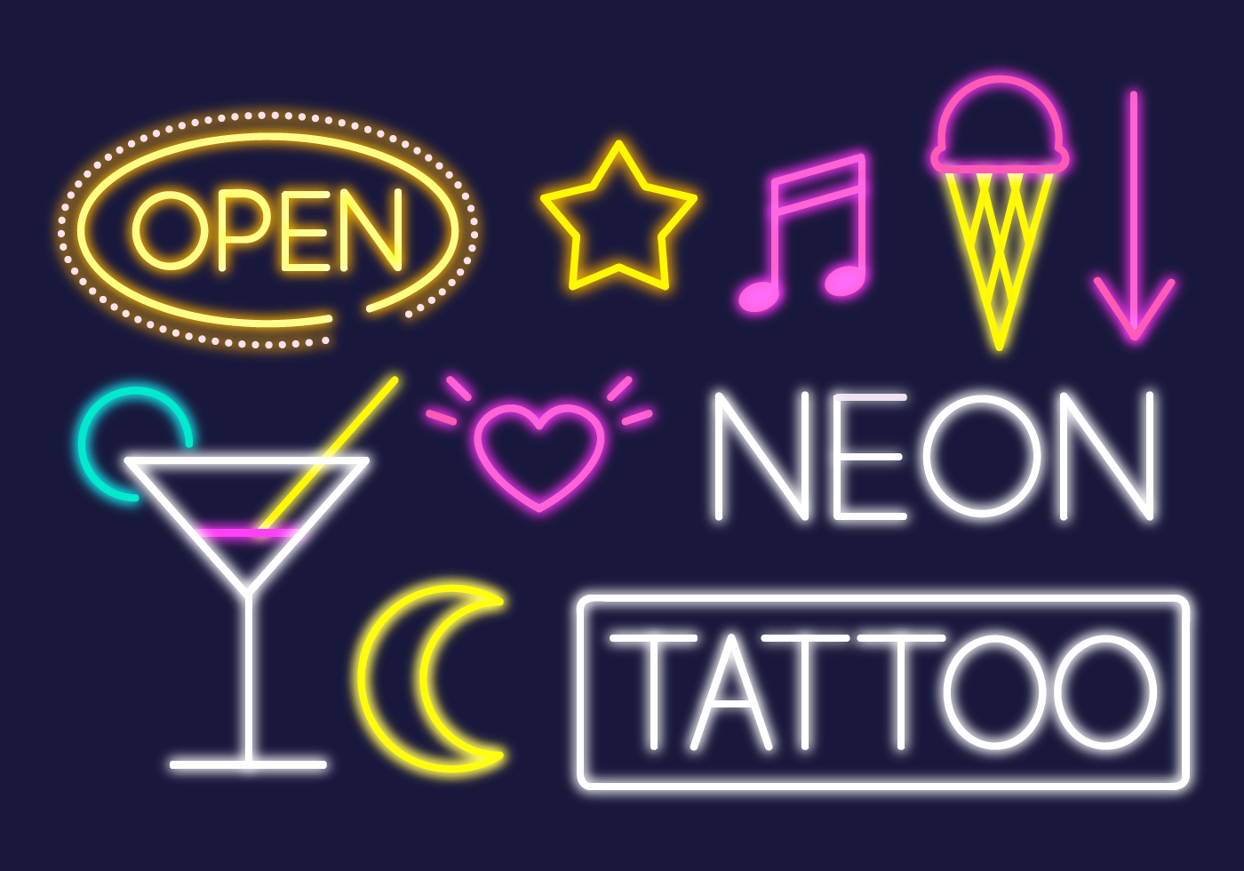1400x980 Neon Sign Free Vector Art