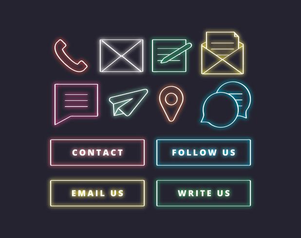 618x490 Vector Neon Contact Icons