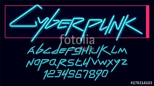500x281 Vector Neon Cyber Font And Alphabet Luminescent Cyberpunk