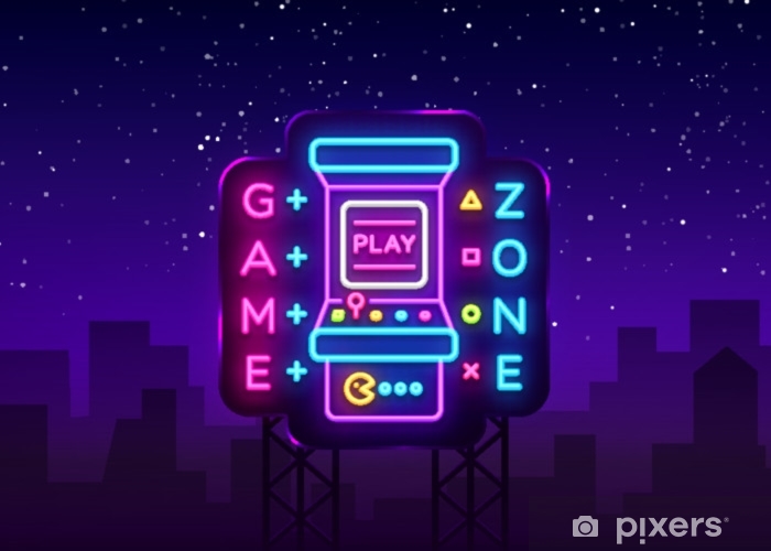 700x500 Game Zone Logo Vector Neon Game Room Neon Sign Board, Design