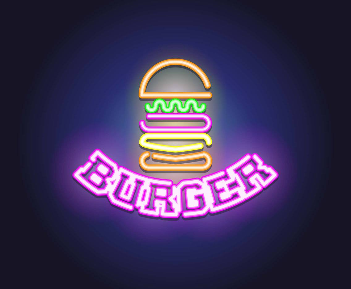 1136x936 Neon Sign Burger Vector Vector Art Graphics