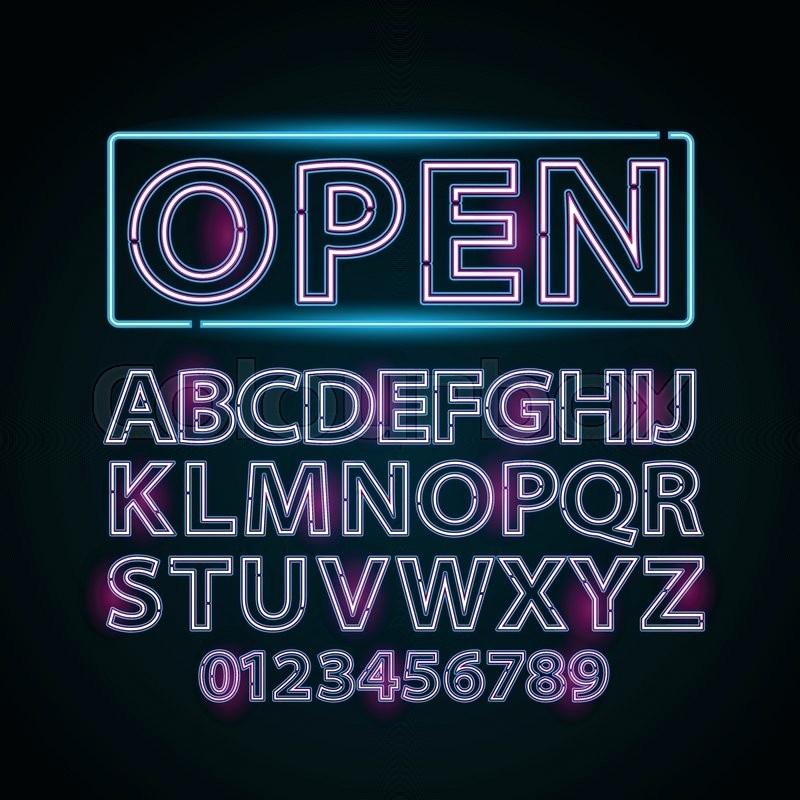 800x800 Neon Sign Letters Pink Alphabet Neon Light Icons Set Glowing Signs