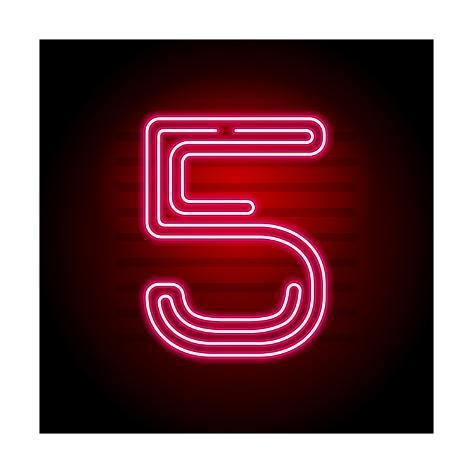 473x473 Realistic Red Neon Number Number With Neon Tube Light On Dark