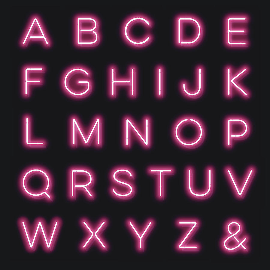 899x900 Vector Neon Alphabet Letters In Pink