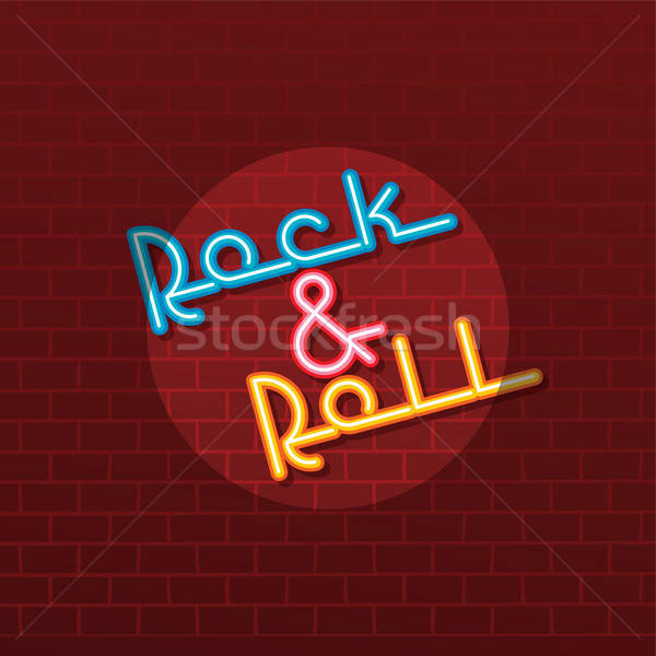 600x600 Neon Sign Rock And Roll Vector Illustration