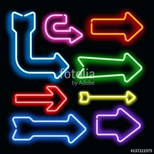 500x500 Neon Arrow Sign Arrow Neon Light Vector Neon Bar Arrow Sign