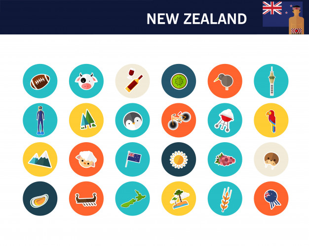 626x500 New Zealand Concept Flat Icons Vector Premium Download