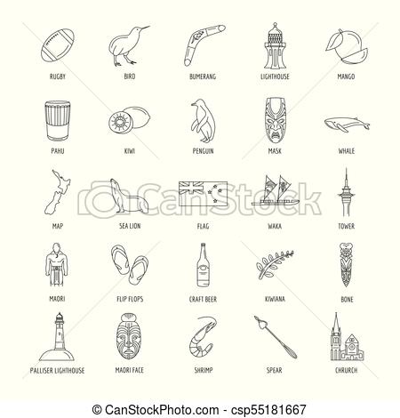 450x470 New Zealand Icons Set New Zealand Line Icons Set Vector Clip