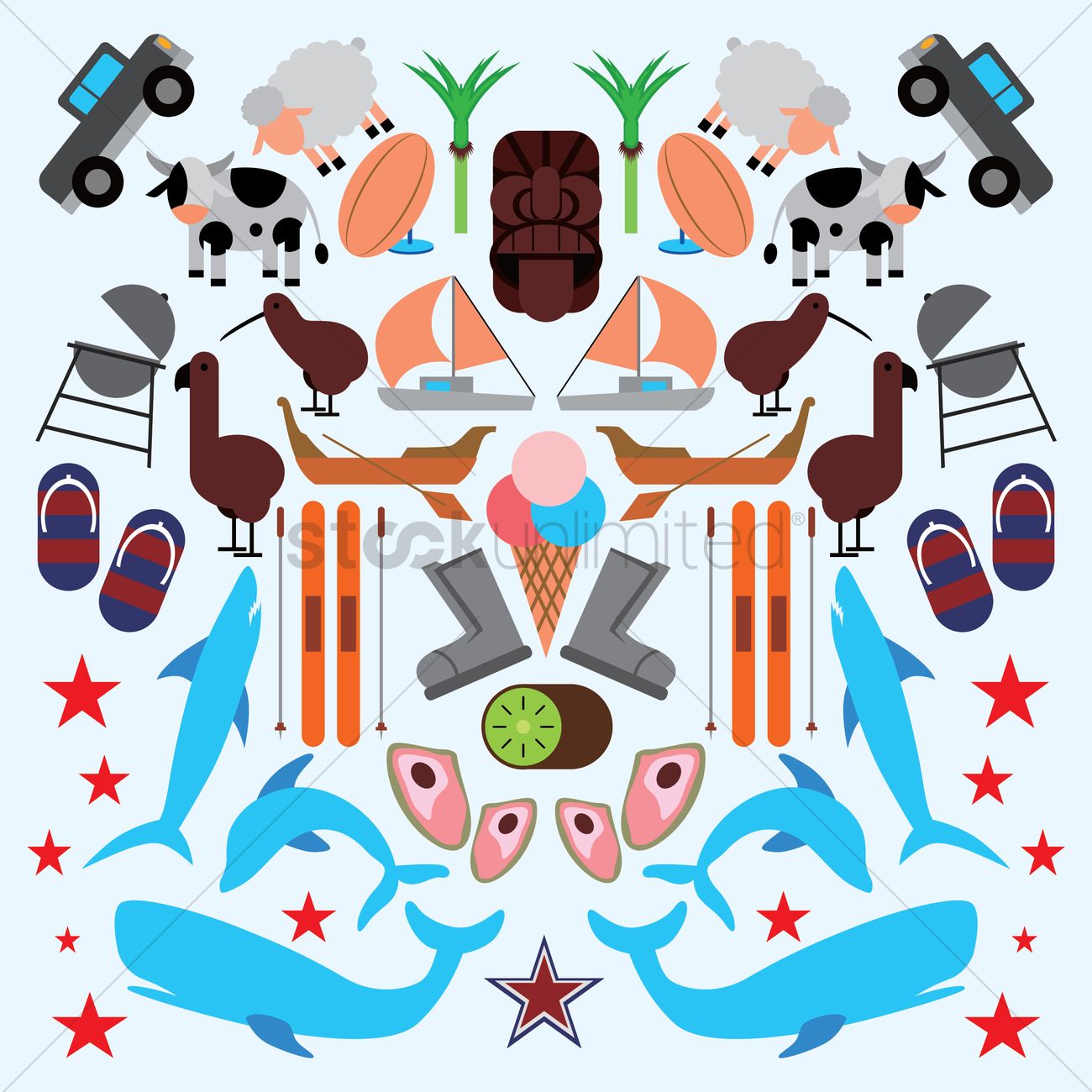 1300x1300 Set Of New Zealand Icons Vector Image