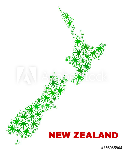 413x500 Vector Marijuana New Zealand Map Collage Concept With Green Weed