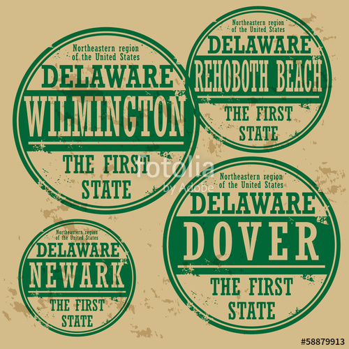 500x500 Grunge Rubber Stamp Set With Names Of Delaware Cities Stock Image