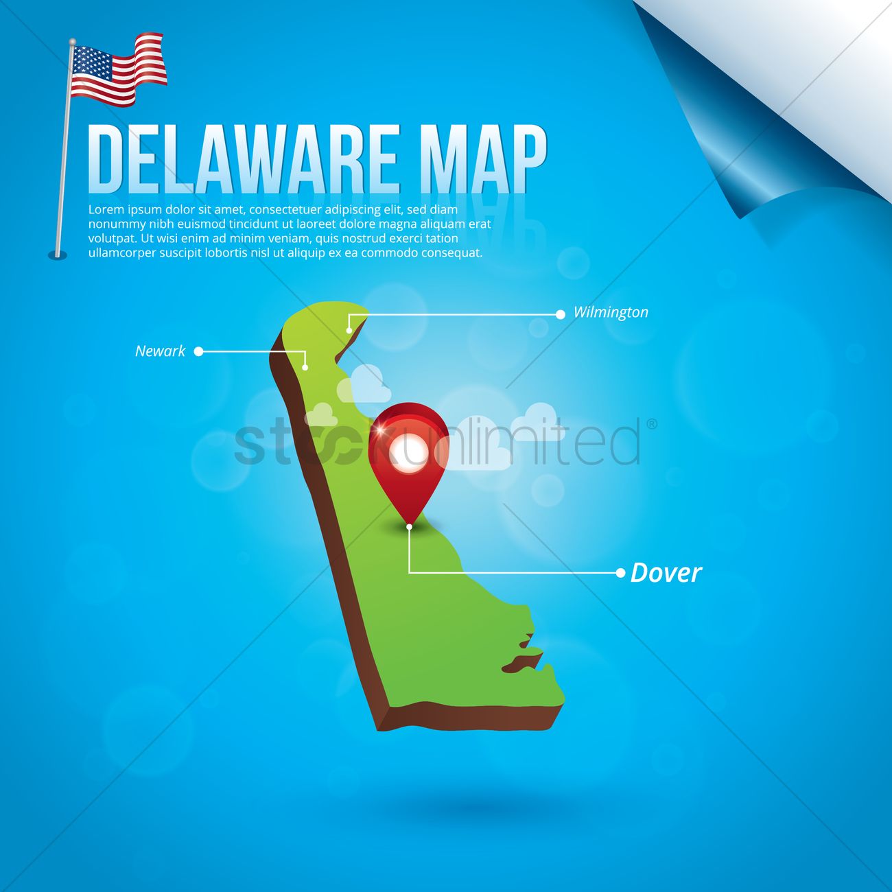 1300x1300 Map Of Delaware State Vector Image