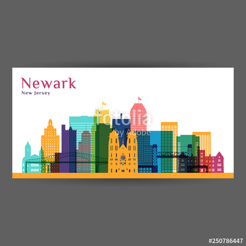 500x500 Newark City Architecture Silhouette Colorful Skyline City Flat