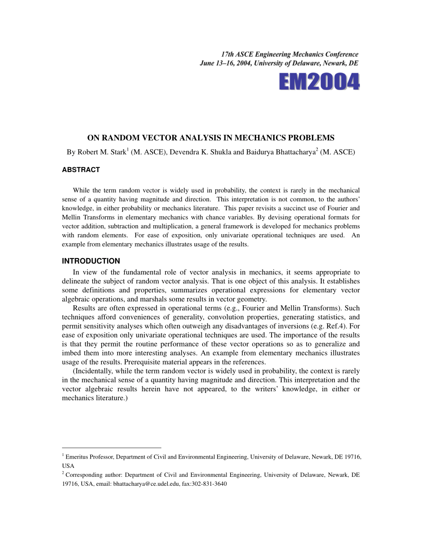 850x1100 Pdf On Random Vector Analysis In Mechanics Problems
