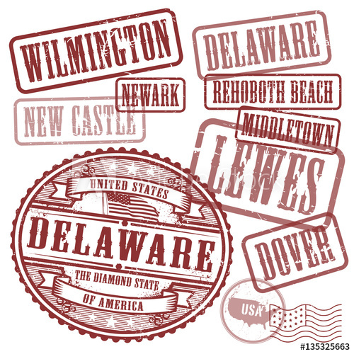 500x500 Stamps Set With Names Of Cities In State Of Delaware
