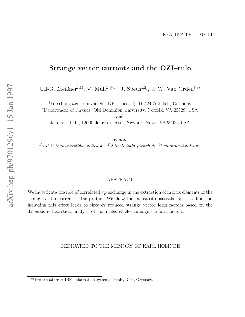 850x1100 Pdf Strange Vector Currents And The Ozi Rule