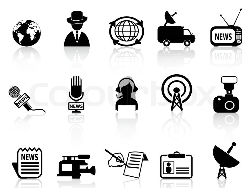 800x600 News Reporter Icons Set Stock Vector Colourbox