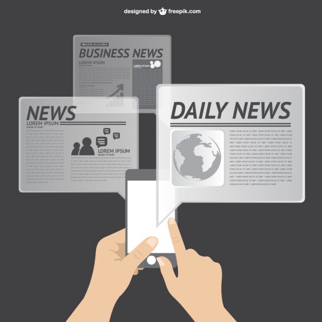 626x626 Man Reading The Newspaper On His Mobile Phone Vector Free Download