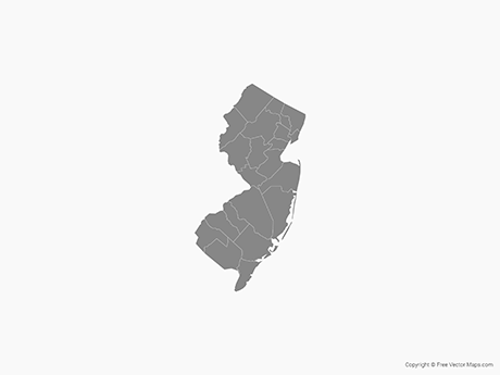 460x345 Vector Map Of New Jersey With Counties