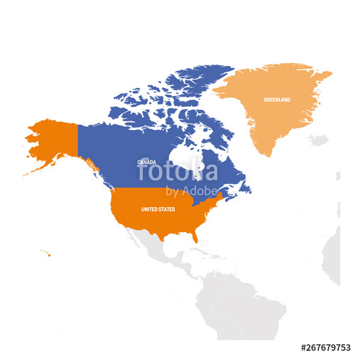 500x500 North America Region Map Of Countries In Northern America Vector