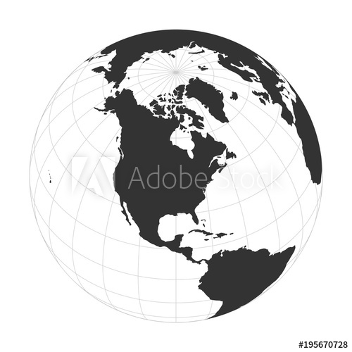 500x500 Vector Earth Globe Focused On North America