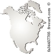 172x179 Metal Print Of Physical Map Of North America Highly Detailed