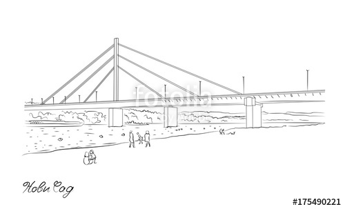 500x303 Novi Sad Serbia Liberty Bridge Most Oslobodjenja Sketch Stock