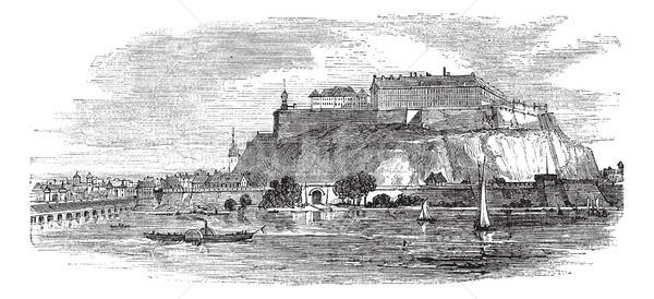 600x274 Petrovaradin Fortress In Novi Sad Serbia Vintage Engraving Vector