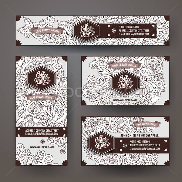 600x600 Corporate Identity Vector Templates Set Design With Doodles Hand