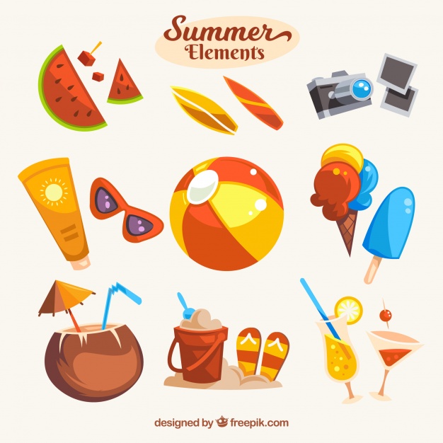 Pretty Set Of Summer Objects Vector Free Download 626x626 Pretty Set Of Summer Objects Vector Free Download