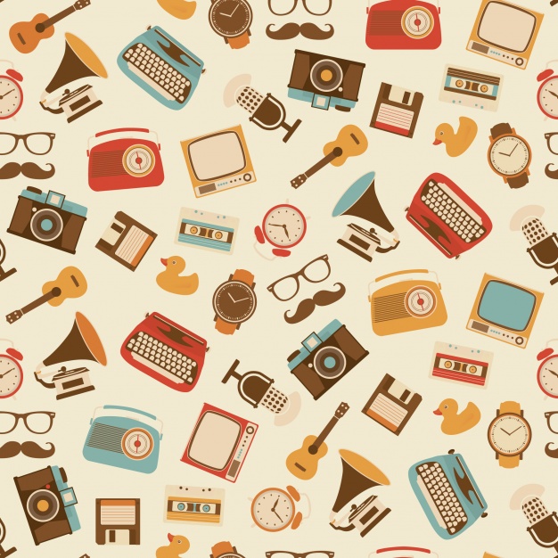 Vintage Objects Pattern Design Vector Free Download 626x626 Vintage Objects Pattern Design Vector Free Download