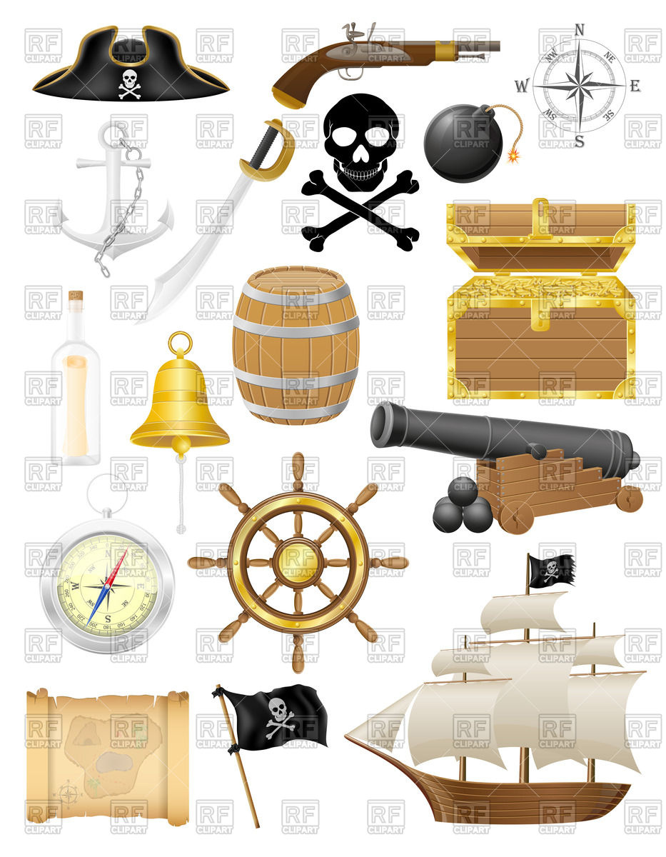 933x1200 Pirate Object Icons Vector Image Of Objects Konturvid
