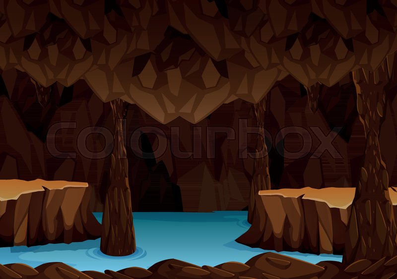 800x563 Underground Cave With Water Stock Vector Colourbox