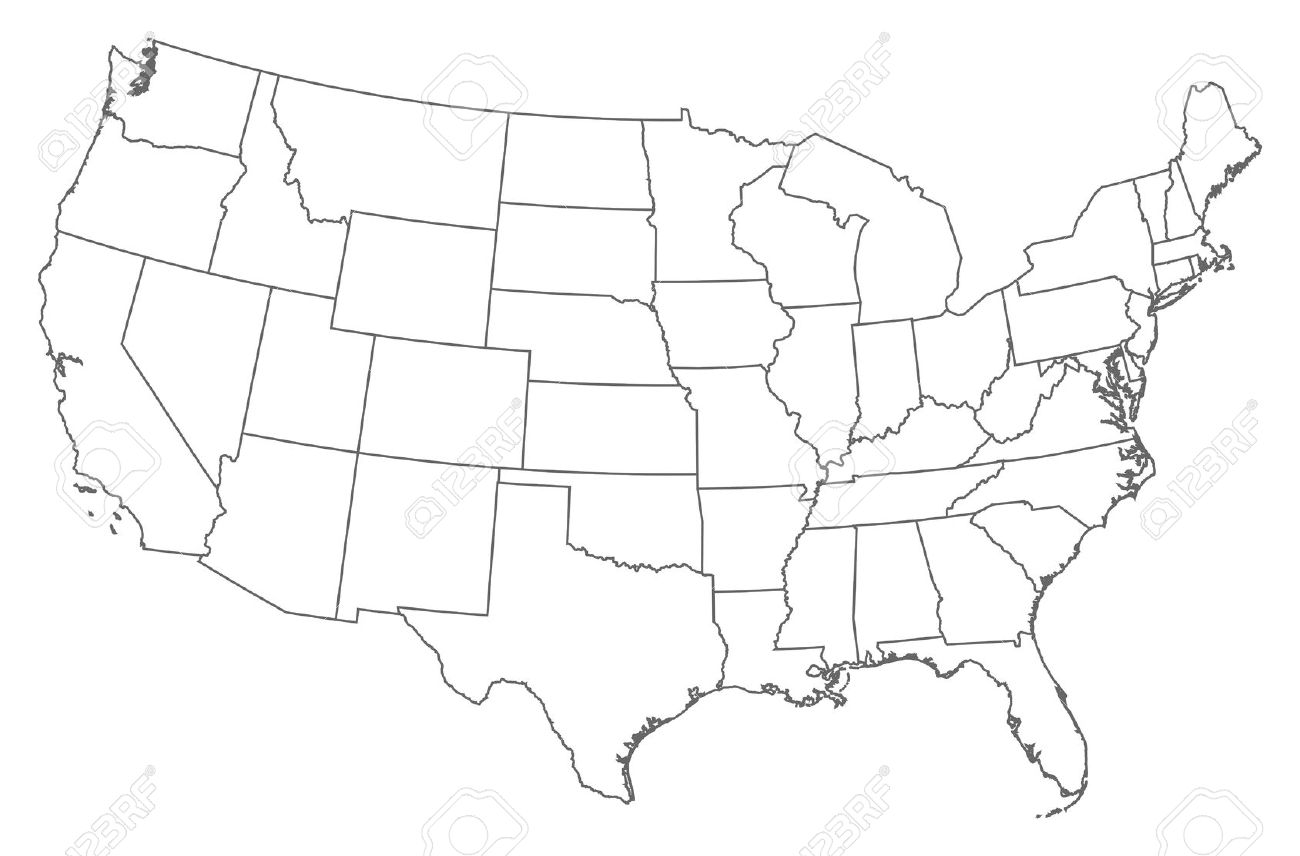 Printable Outline Map Usa Isolated Vector Illustration Stock 1300x856 Printable Outline Map Usa Isolated Vector Illustration Stock