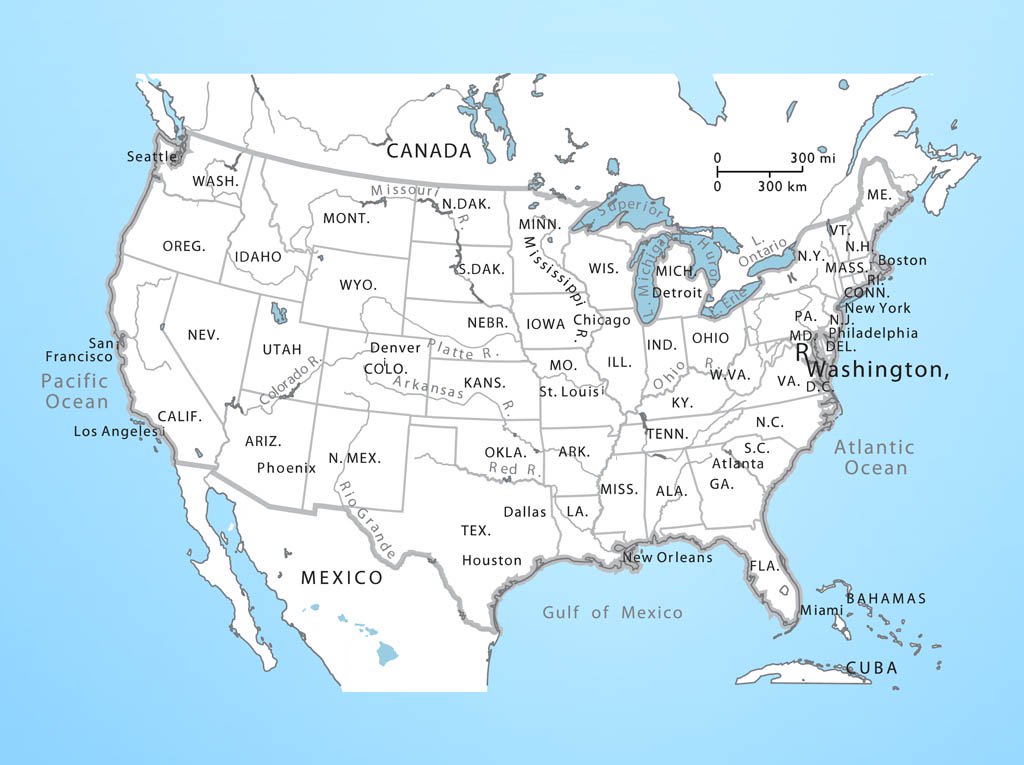 Usa Vector Map Vector Art Graphics 1024x765 Usa Vector Map Vector Art Graphics