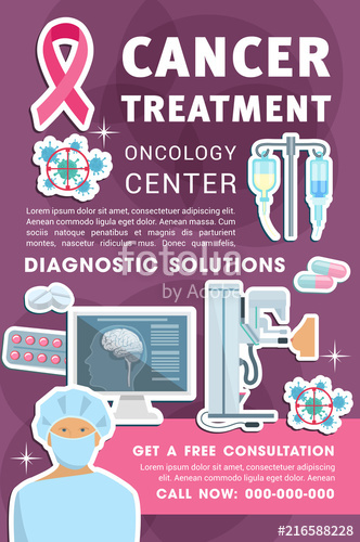 332x500 Oncology Medicine Poster With Cancer Chemotherapy Stock Image