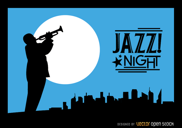 640x451 Free Vectors Jazz Trumpeter Silhouette City Night Skyline