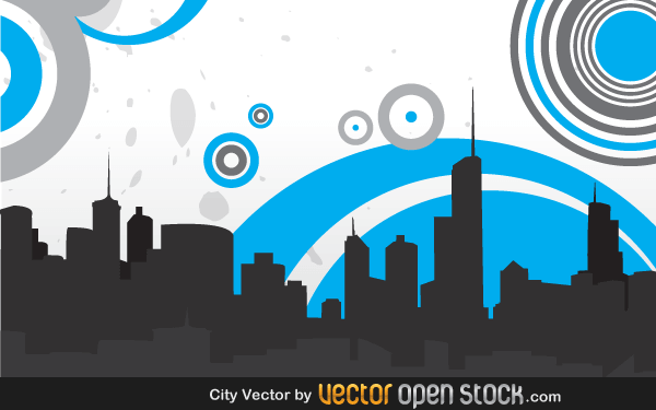 600x375 Vector City Skyline With Circles
