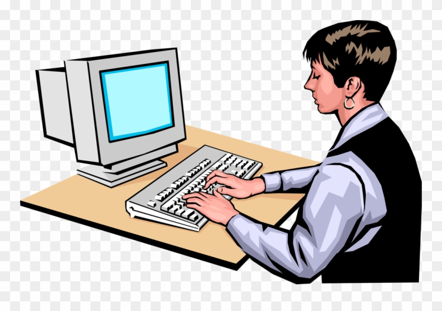 880x619 Entrepreneur Works At Computer Vector Image Illustration
